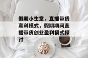 假期小生意,直播带货赢利模式,假期期间直播带货创业盈利模式探讨