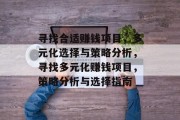 寻找合适赚钱项目，多元化选择与策略分析，寻找多元化赚钱项目，策略分析与选择指南