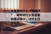 小生意做什么才能赚钱？，如何进行小生意盈利模式探讨，以什么行业为例