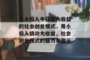 从小投入中获取大收益的社会创业模式,用小投入撬动大收益,社会创业模式的魅力与启示 从小投入中获取大收益的社会创业模式,用小投入撬动大收益,社会创业模式的魅力与启示