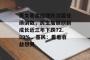 美女基金经理陈洁馨业绩倒数,民生加银创新成长近三年下跌72.89%,基民:看着收益想哭 美女基金经理陈洁馨业绩倒数,民生加银创新成长近三年下跌72.89%,基民:看着收益想哭