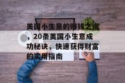 美国小生意的赚钱之道，20条美国小生意成功秘诀，快速获得财富的实用指南