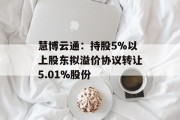 慧博云通:持股5%以上股东拟溢价协议转让5.01%股份 慧博云通:持股5%以上股东拟溢价协议转让5.01%股份