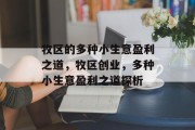 牧区的多种小生意盈利之道,牧区创业,多种小生意盈利之道探析
