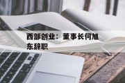 西部创业:董事长何旭东辞职 西部创业:董事长何旭东辞职