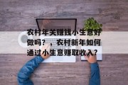 农村年关赚钱小生意好做吗?,农村新年如何通过小生意赚取收入? 农村年关赚钱小生意好做吗?,农村新年如何通过小生意赚取收入?
