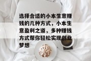 选择合适的小本生意赚钱的几种方式,小本生意盈利之道,多种赚钱方式帮你轻松实现创业梦想 选择合适的小本生意赚钱的几种方式,小本生意盈利之道,多种赚钱方式帮你轻松实现创业梦想