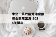 中业:第六届外滩金融峰会聚焦出海 2024关键年 中业:第六届外滩金融峰会聚焦出海 2024关键年