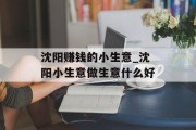 沈阳赚钱的小生意_沈阳小生意做生意什么好