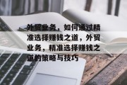 外贸业务，如何通过精准选择赚钱之道，外贸业务，精准选择赚钱之道的策略与技巧