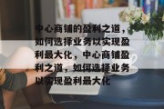 中心商铺的盈利之道，如何选择业务以实现盈利最大化，中心商铺盈利之道，如何选择业务以实现盈利最大化