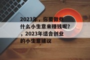 2023年,你要做些什么小生意来赚钱呢?,2023年适合创业的小生意建议 2023年,你要做些什么小生意来赚钱呢?,2023年适合创业的小生意建议