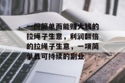 一份简单而能赚大钱的拉绳子生意,利润翻倍的拉绳子生意,一项简单且可持续的副业