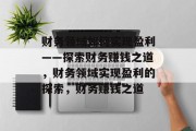 财务领域如何实现盈利——探索财务赚钱之道,财务领域实现盈利的探索,财务赚钱之道