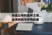桥梁公司的盈利之道,业务创新与市场拓展 桥梁公司的盈利之道,业务创新与市场拓展