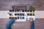 柳州之行,探寻财富之路,柳州探秘,财富之路的追寻之旅 柳州之行,探寻财富之路,柳州探秘,财富之路的追寻之旅