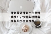 什么是做什么小生意赚钱快?,快速实现财富增长的小生意推荐 什么是做什么小生意赚钱快?,快速实现财富增长的小生意推荐