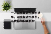 一、湖南长沙小商机清单,湖南长沙小商机,寻找你的投资机会 一、湖南长沙小商机清单,湖南长沙小商机,寻找你的投资机会