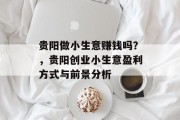 贵阳做小生意赚钱吗?,贵阳创业小生意盈利方式与前景分析 贵阳做小生意赚钱吗?,贵阳创业小生意盈利方式与前景分析