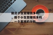 做点小生意赚钱多吗？，做个小生意赚钱多吗，一个客观的分析