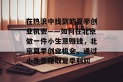 在热浪中找到的夏季创业机会——如何在北京做一件小生意赚钱,北京夏季创业机会,通过小生意赚取夏季利润