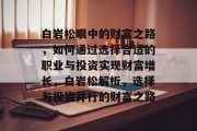 白岩松眼中的财富之路,如何通过选择合适的职业与投资实现财富增长,白岩松解析,选择与投资并行的财富之路