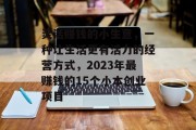 灵活赚钱的小生意,一种让生活更有活力的经营方式,2023年最赚钱的15个小本创业项目