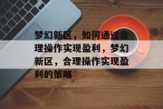 梦幻新区,如何通过合理操作实现盈利,梦幻新区,合理操作实现盈利的策略 梦幻新区,如何通过合理操作实现盈利,梦幻新区,合理操作实现盈利的策略