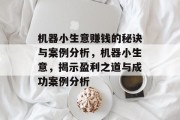 机器小生意赚钱的秘诀与案例分析,机器小生意,揭示盈利之道与成功案例分析 机器小生意赚钱的秘诀与案例分析,机器小生意,揭示盈利之道与成功案例分析