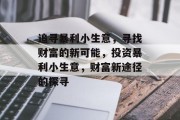 追寻暴利小生意,寻找财富的新可能,投资暴利小生意,财富新途径的探寻 追寻暴利小生意,寻找财富的新可能,投资暴利小生意,财富新途径的探寻