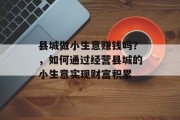 县城做小生意赚钱吗?,如何通过经营县城的小生意实现财富积累 县城做小生意赚钱吗?,如何通过经营县城的小生意实现财富积累