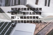 如何通过精准投放实现盈利——做什么投放赚钱？，精准投放策略，如何选择盈利性投放方向？