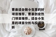 曹县适合做小生意的好项目推荐,曹县创业热门项目推荐,适合小生意的项目分析与投资分析