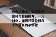 自创小事业,如何实现盈利与自我提升,一元创业,如何打造盈利且个人成长的小事业