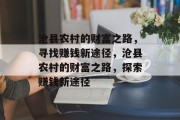 沧县农村的财富之路,寻找赚钱新途径,沧县农村的财富之路,探索赚钱新途径