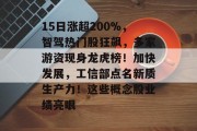 15日涨超200%,智驾热门股狂飙,多家游资现身龙虎榜!加快发展,工信部点名新质生产力!这些概念股业绩亮眼