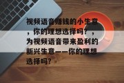 视频语音赚钱的小生意,你的理想选择吗?,为视频语音带来盈利的新兴生意——你的理想选择吗?