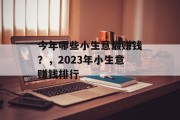 今年哪些小生意最赚钱？，2023年小生意赚钱排行