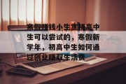 寒假赚钱小生意初高中生可以尝试的,寒假新学年,初高中生如何通过创业赚取生活费