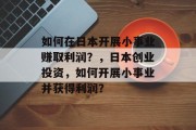 如何在日本开展小事业赚取利润？，日本创业投资，如何开展小事业并获得利润？