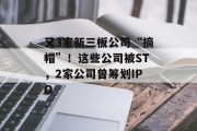 又3家新三板公司“摘帽”!这些公司被ST,2家公司曾筹划IPO 又3家新三板公司“摘帽”!这些公司被ST,2家公司曾筹划IPO