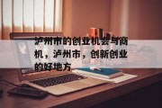 泸州市的创业机会与商机,泸州市,创新创业的好地方