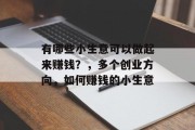 有哪些小生意可以做起来赚钱?,多个创业方向,如何赚钱的小生意 有哪些小生意可以做起来赚钱?,多个创业方向,如何赚钱的小生意
