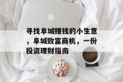 寻找阜城赚钱的小生意,阜城致富商机,一份投资理财指南