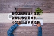 新型发明赚钱小生意,新型技术创业商机——小型企业盈利新选择