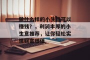 做什么样的小生意可以赚钱?,利润丰厚的小生意推荐,让你轻松实现财富增值 做什么样的小生意可以赚钱?,利润丰厚的小生意推荐,让你轻松实现财富增值