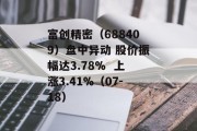 富创精密(688409)盘中异动 股价振幅达3.78%  上涨3.41%(07-18)