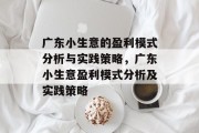 广东小生意的盈利模式分析与实践策略,广东小生意盈利模式分析及实践策略 广东小生意的盈利模式分析与实践策略,广东小生意盈利模式分析及实践策略