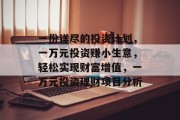 一份详尽的投资计划,一万元投资赚小生意,轻松实现财富增值,一万元投资理财项目分析 一份详尽的投资计划,一万元投资赚小生意,轻松实现财富增值,一万元投资理财项目分析