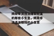 揭秘非法违法赚取财富的那些小生意，揭露非法违法赚钱的小生意